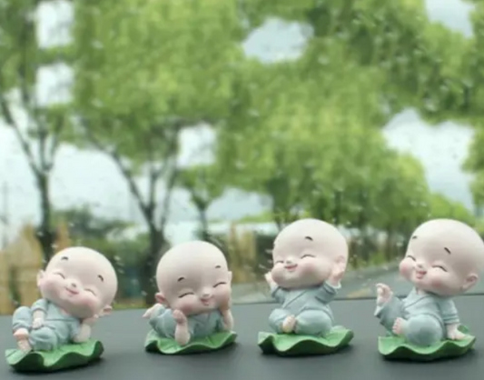 "HC VILLA" Baby Monk Statue set of 4 for Home Décor, car Dashboard etc.(HCV Design 2)