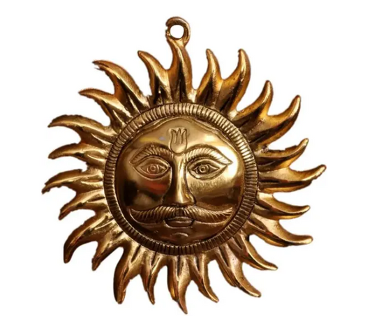 Anvikacreations Home Vastu Sun Surya Face Copper God Sun Wall Hanging 4*4 inches